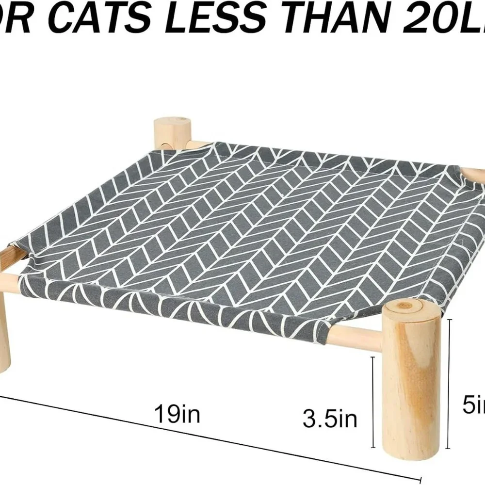 Cat and Dog Hammock Bed for Small Dogs, Brethable Wooden Cat Pet Rabbit Elevated
